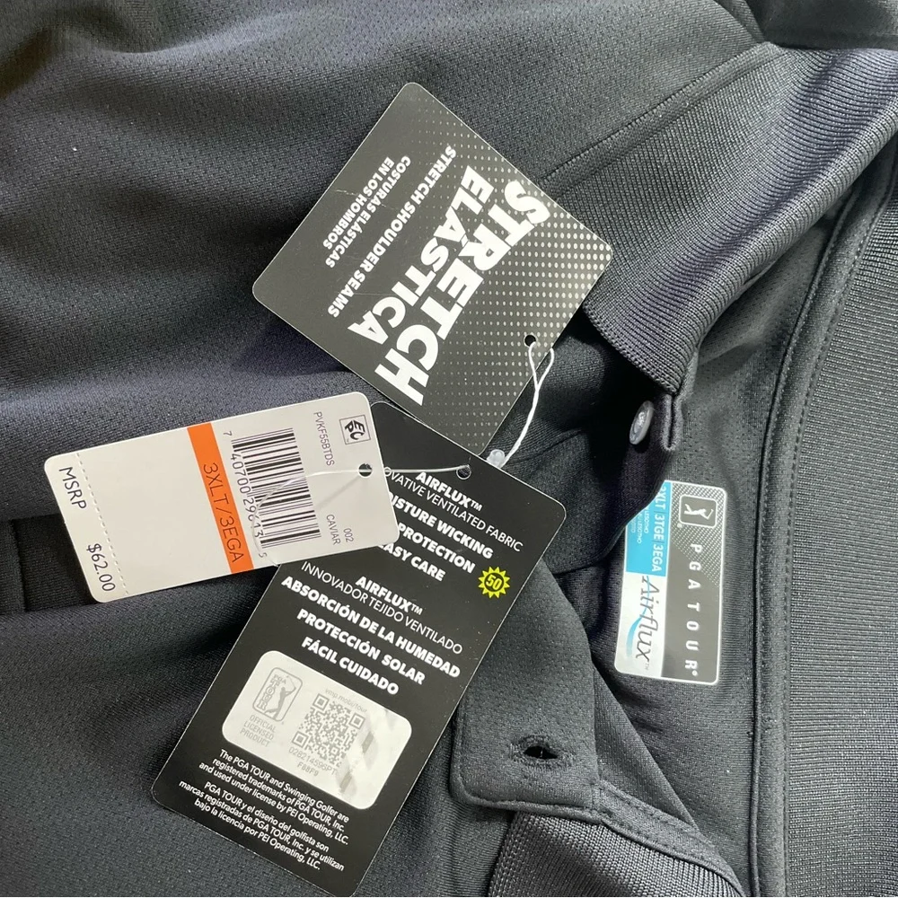 PGA Tour Airflux Black Polo Shirt, 3XL NWT - Picture 4 of 9